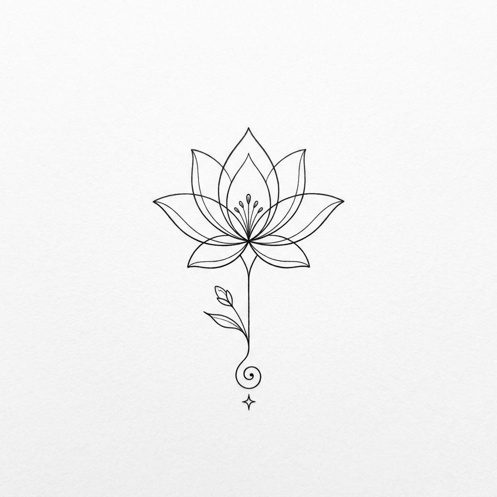 lotus flower tattoo delicate wrist lotus, design on white background