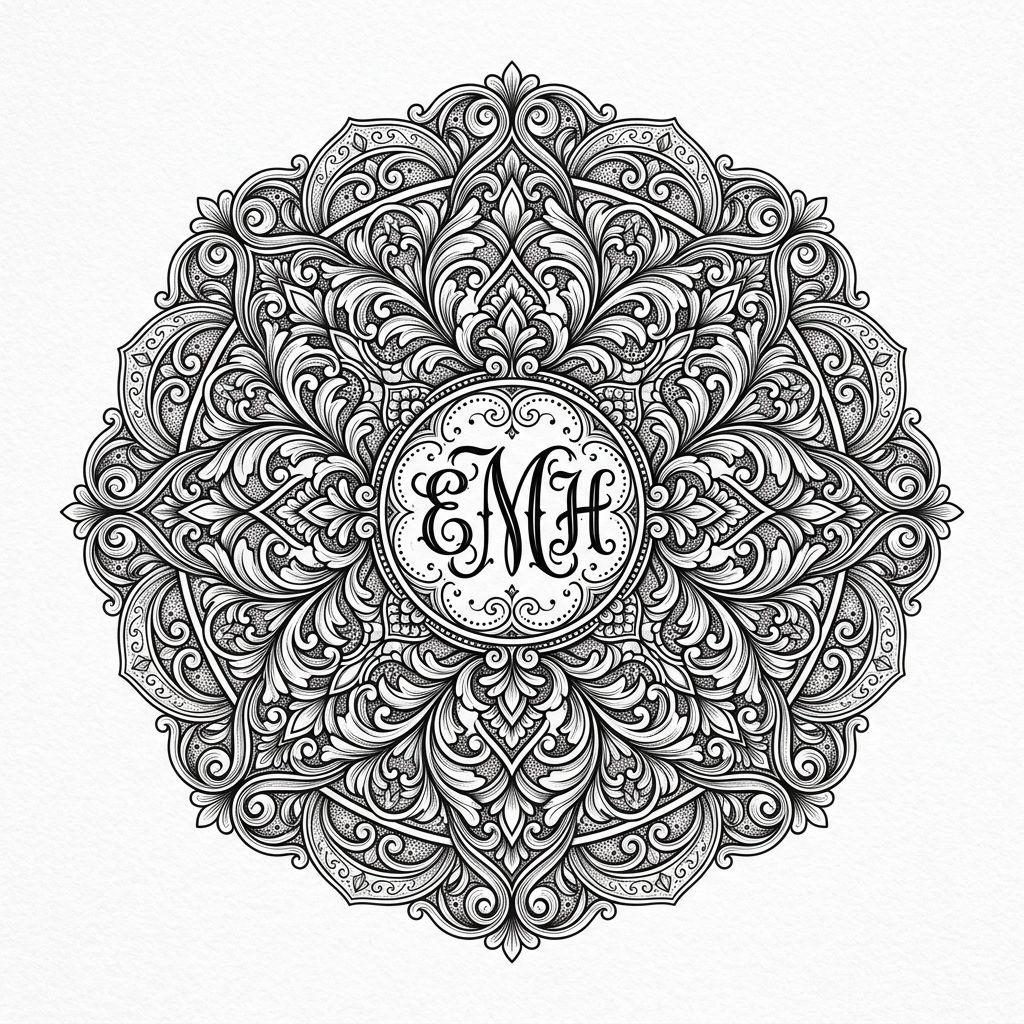 idée tatouage initiales famille initiales mandala