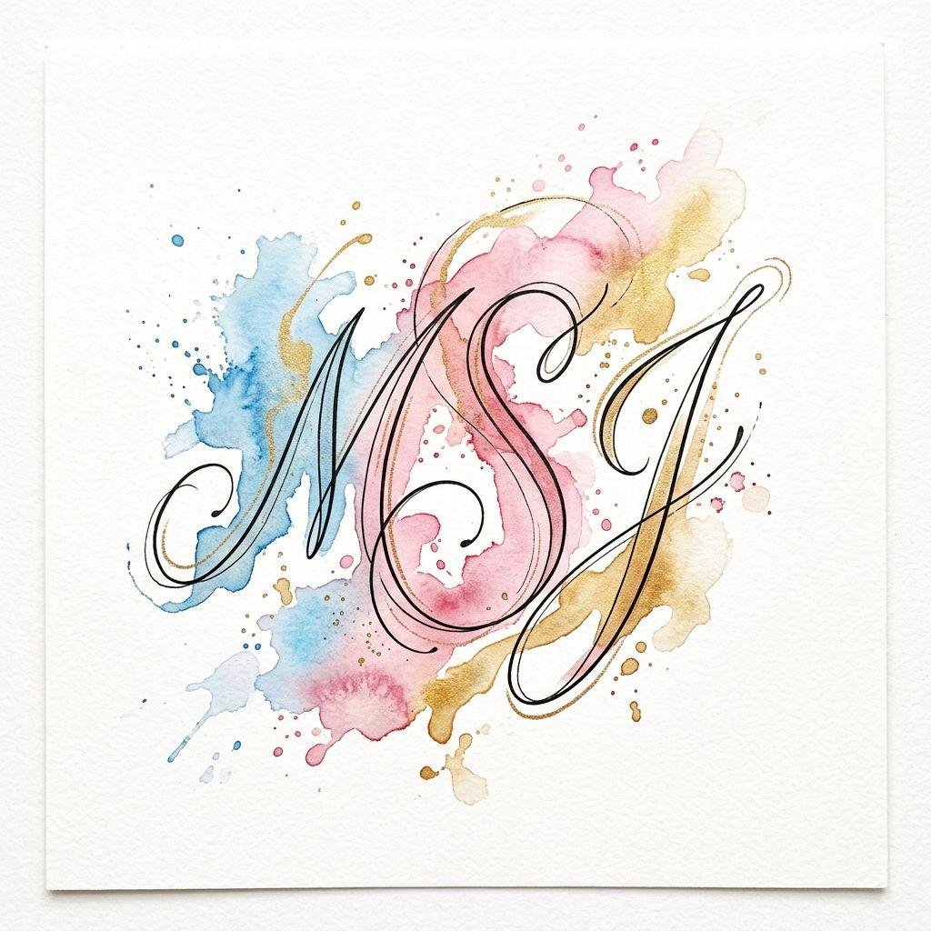 idée tatouage initiales famille initiales aquarelle