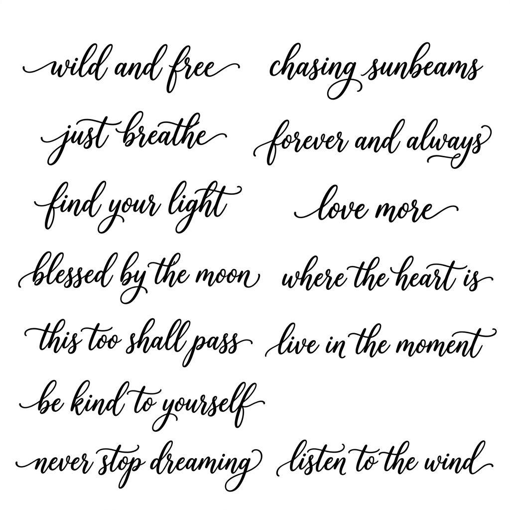 women's hand tattoo poetic lettering, design on white background