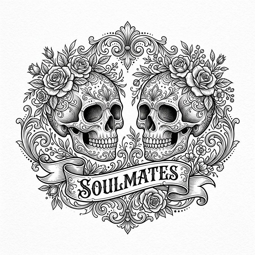 idée tatouage meilleure amie crane couronne ornemental