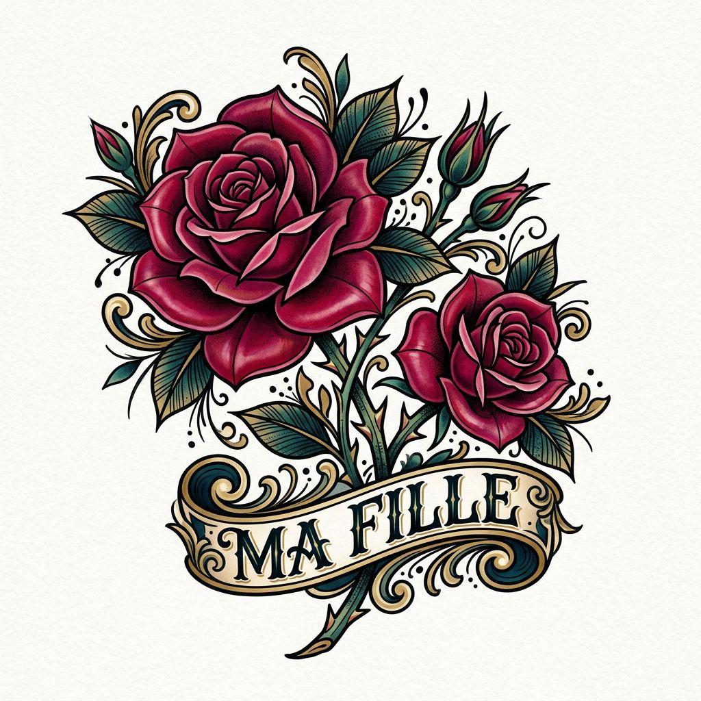mother and daughter-tattoo neo-traditional roses
