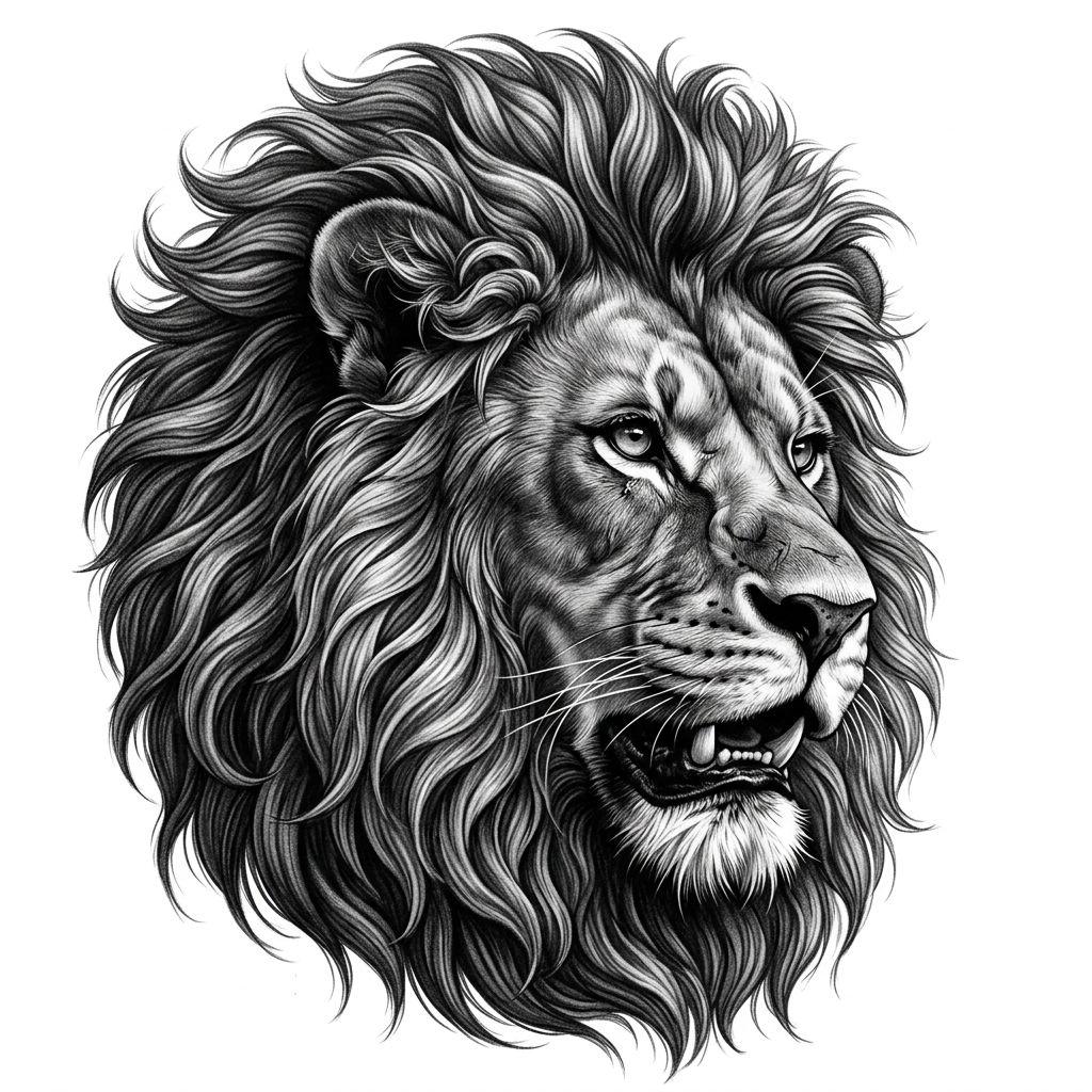 men's calf tattoo realistic calf lion, design on white background