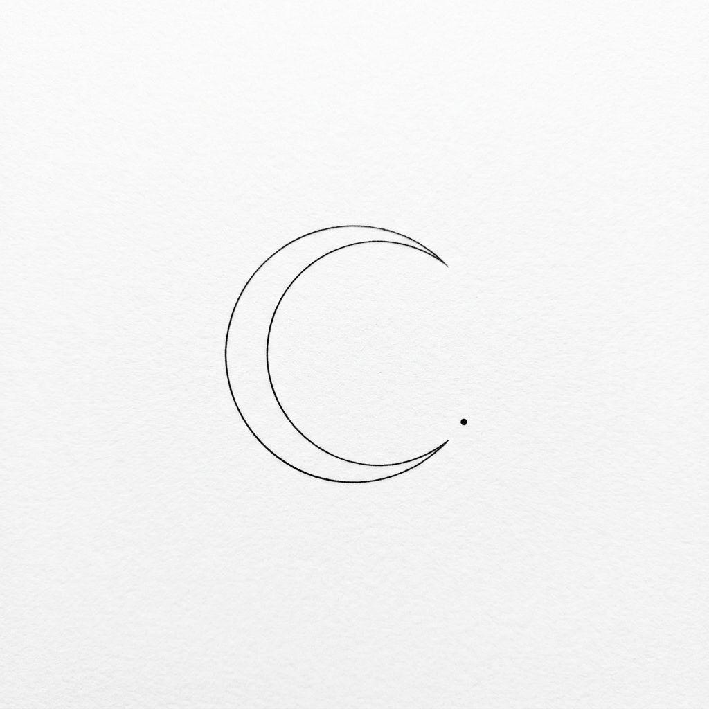 nape (women) tattoo crescent moon at the nape, design on white background