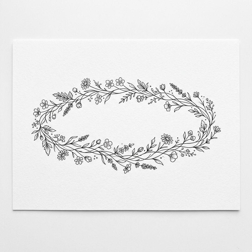 women's wrist tattoo fine line floral bracelet, design on white background