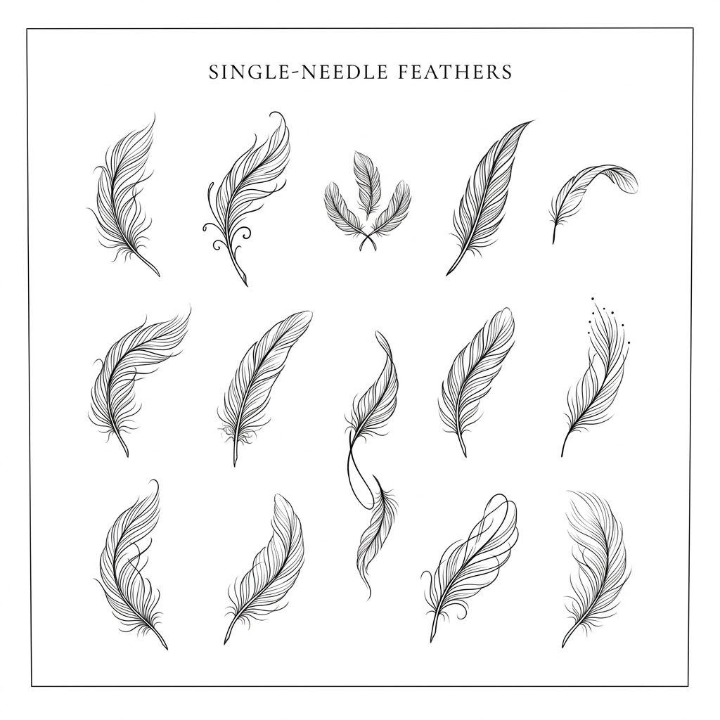 women's wrist tattoo delicate feather, design on white background
