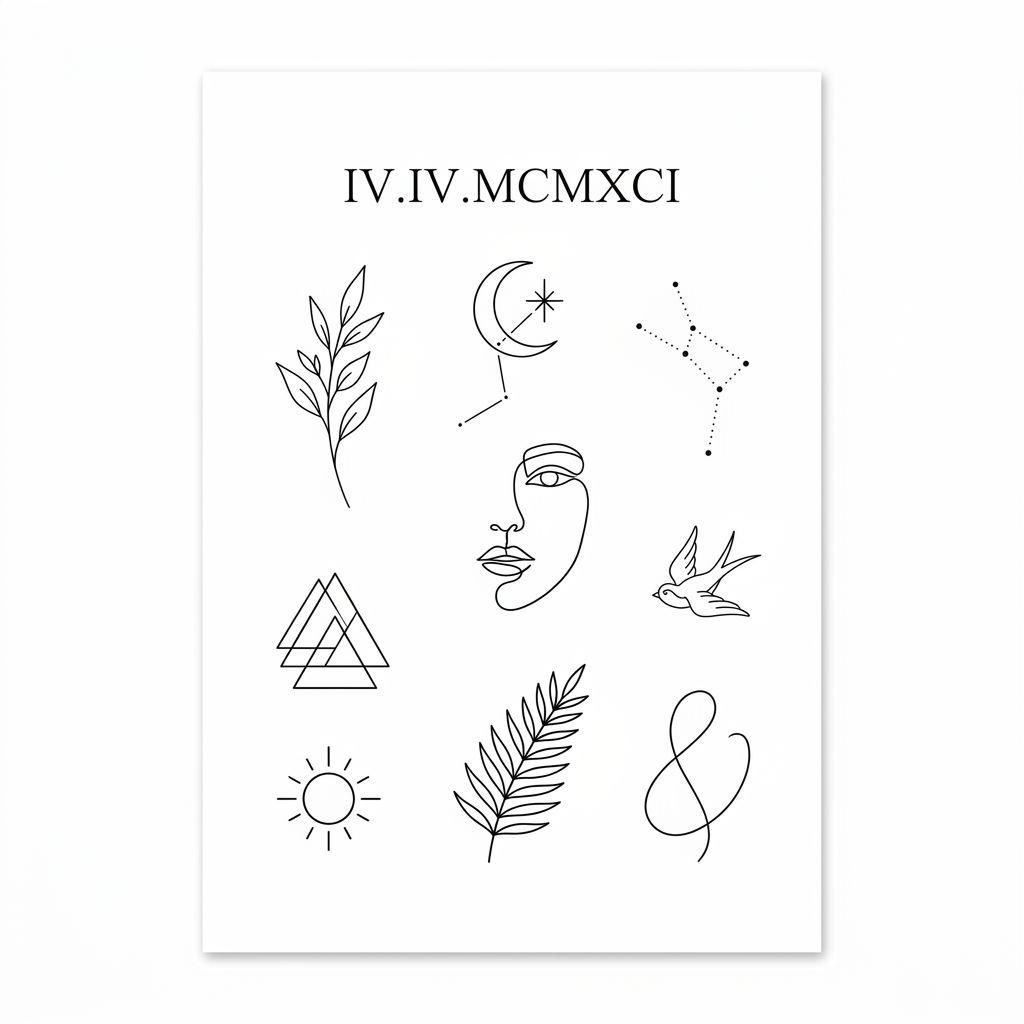 women's wrist tattoo roman numeral date, design on white background