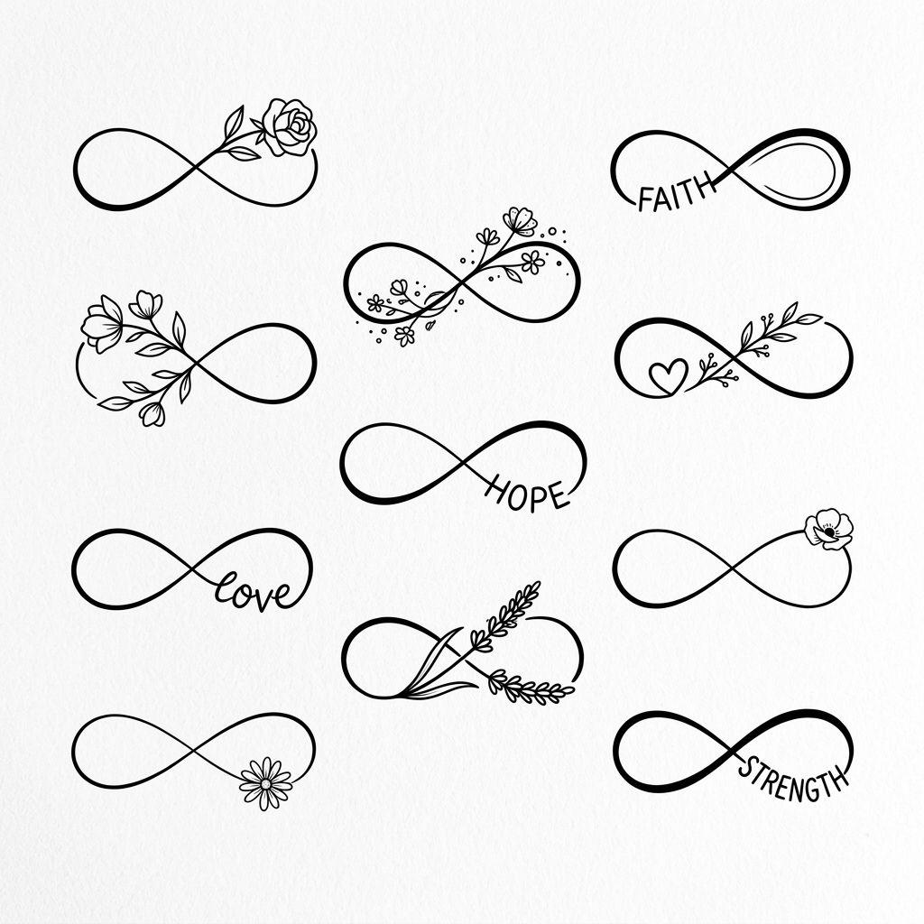 women's wrist tattoo reinvented infinity, design on white background