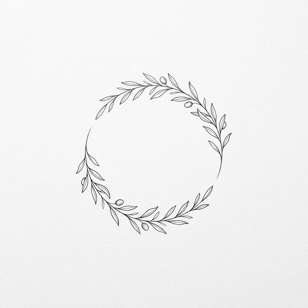 women's wrist tattoo olive branch, design on white background