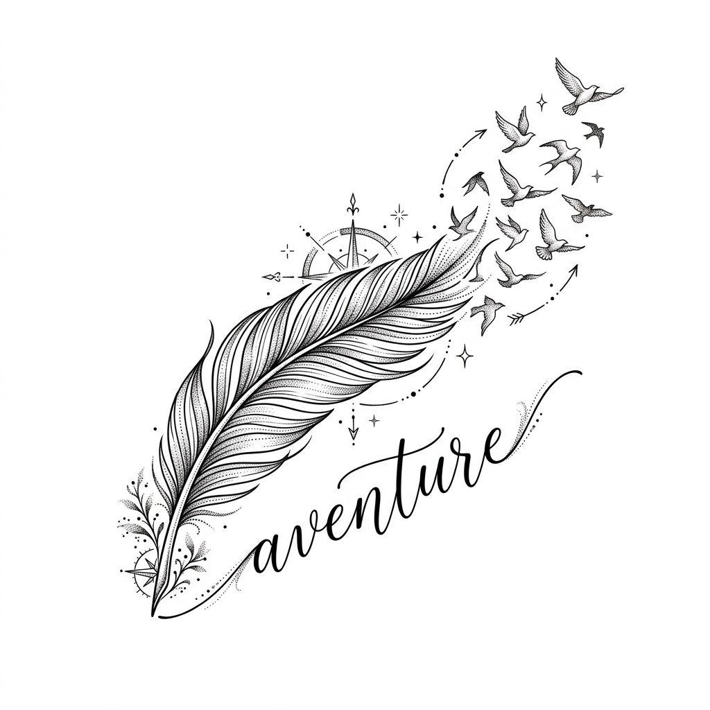 idée tatouage voyage plume voyageuse spirituelle