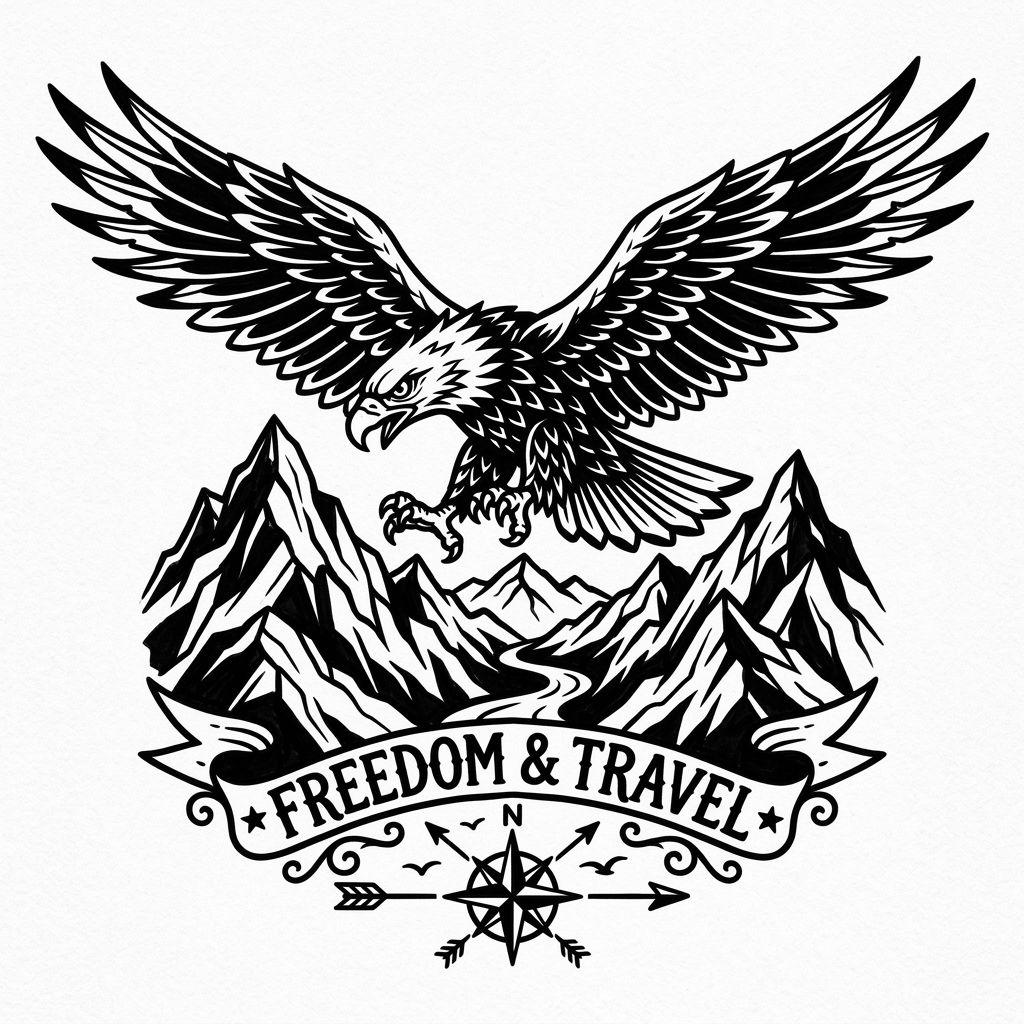 idée tatouage voyage aigle puissant blackwork