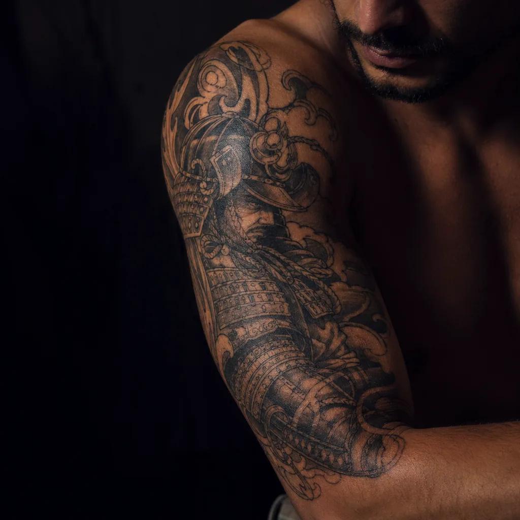 men's arm tattoo realistic bear, realistic photo on skin