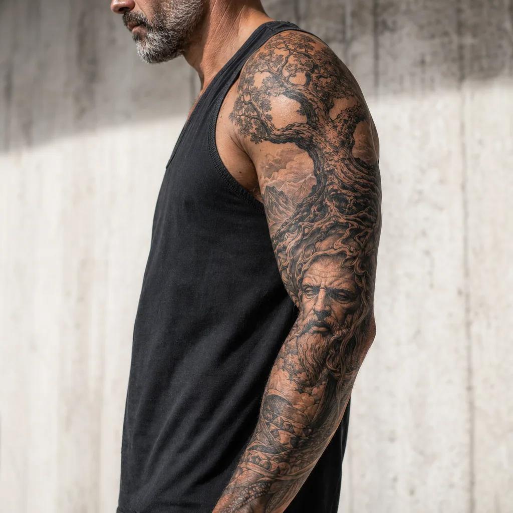 men's arm tattoo idea, photo on skin