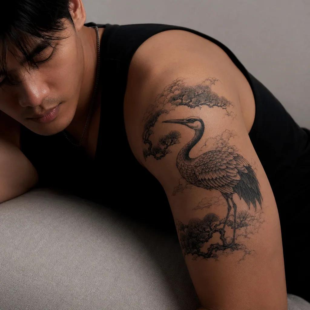 men's arm tattoo neo-traditional wolf, realistic photo on skin