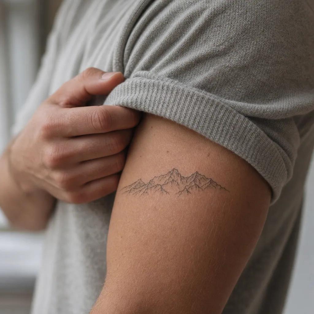 men's arm tattoo masculine branch, realistic photo on skin