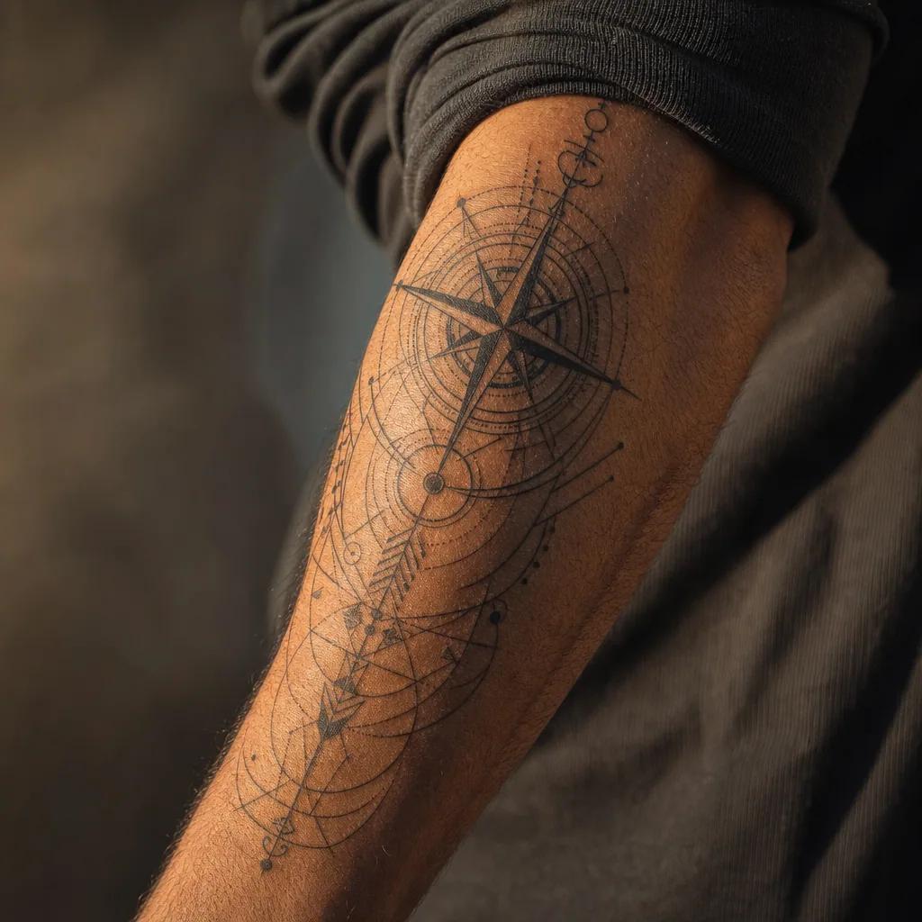 men's arm tattoo powerful tiger, realistic photo on skin
