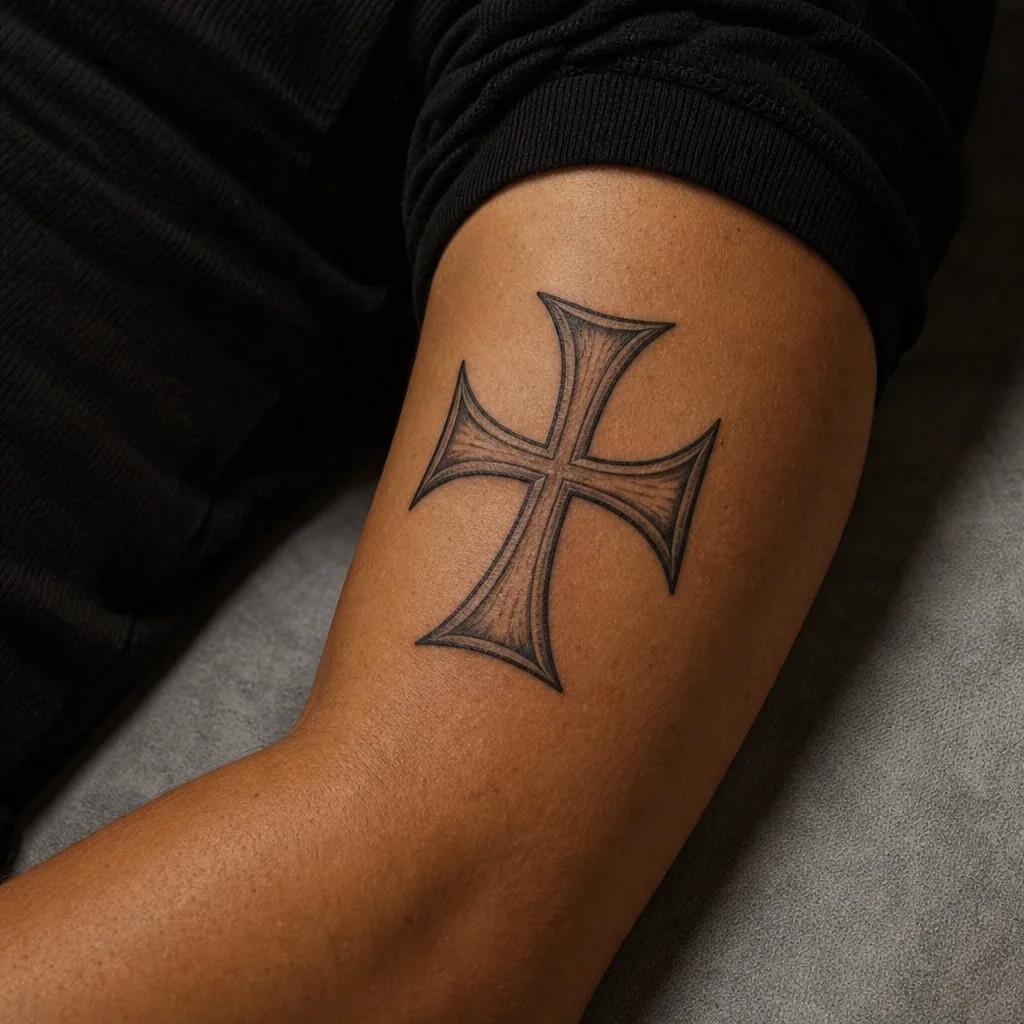 men's arm tattoo forearm lettering, realistic photo on skin