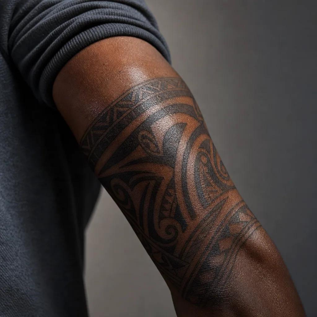 men's arm tattoo abstract lightning, realistic photo on skin