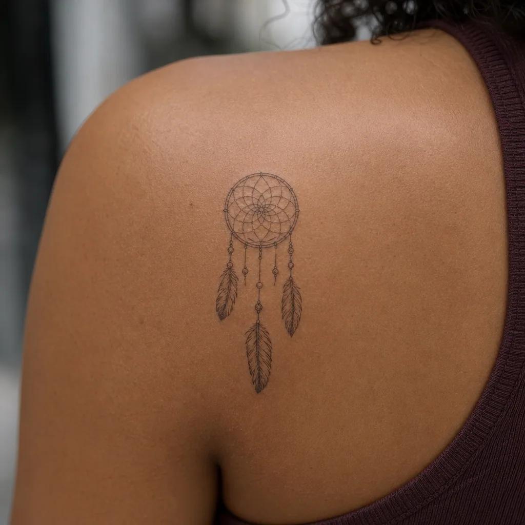 idée tatouage attrape-rêve attrape-reve fine line classique