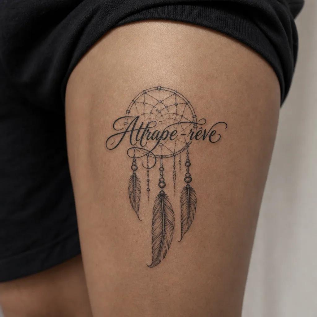 idée tatouage attrape-rêve lettrage attrape-reve citation