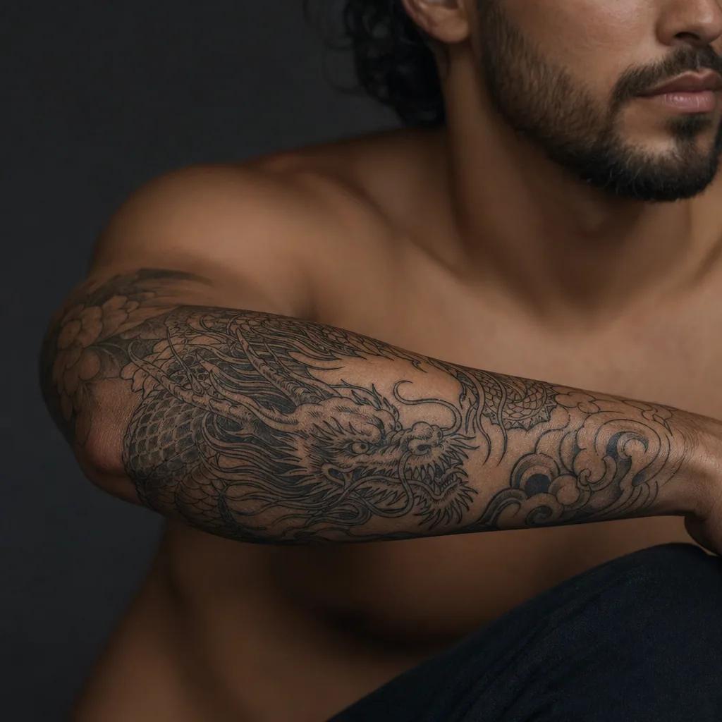 idée tatouage avant-bras dragon japonais