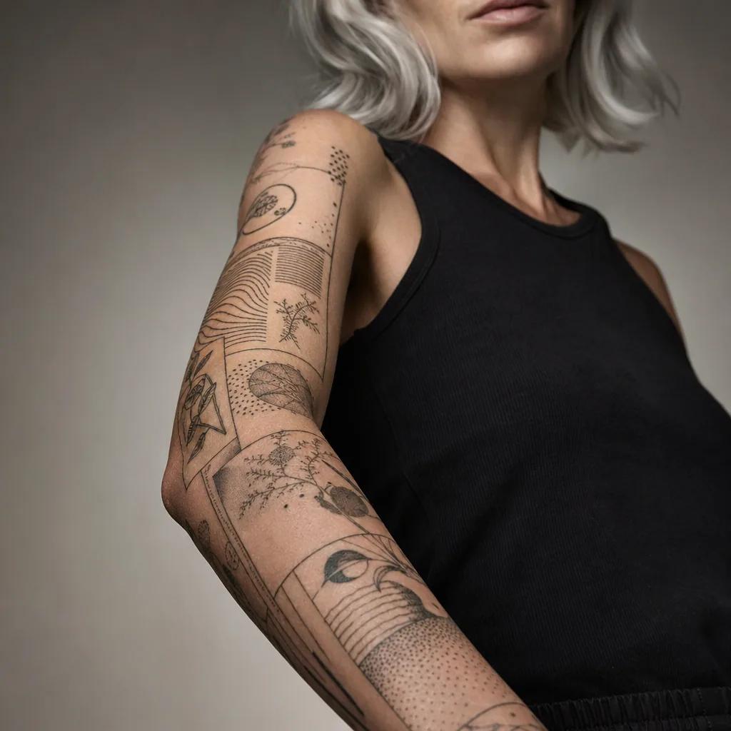 idée tatouage avant-bras patchwork avant-bras
