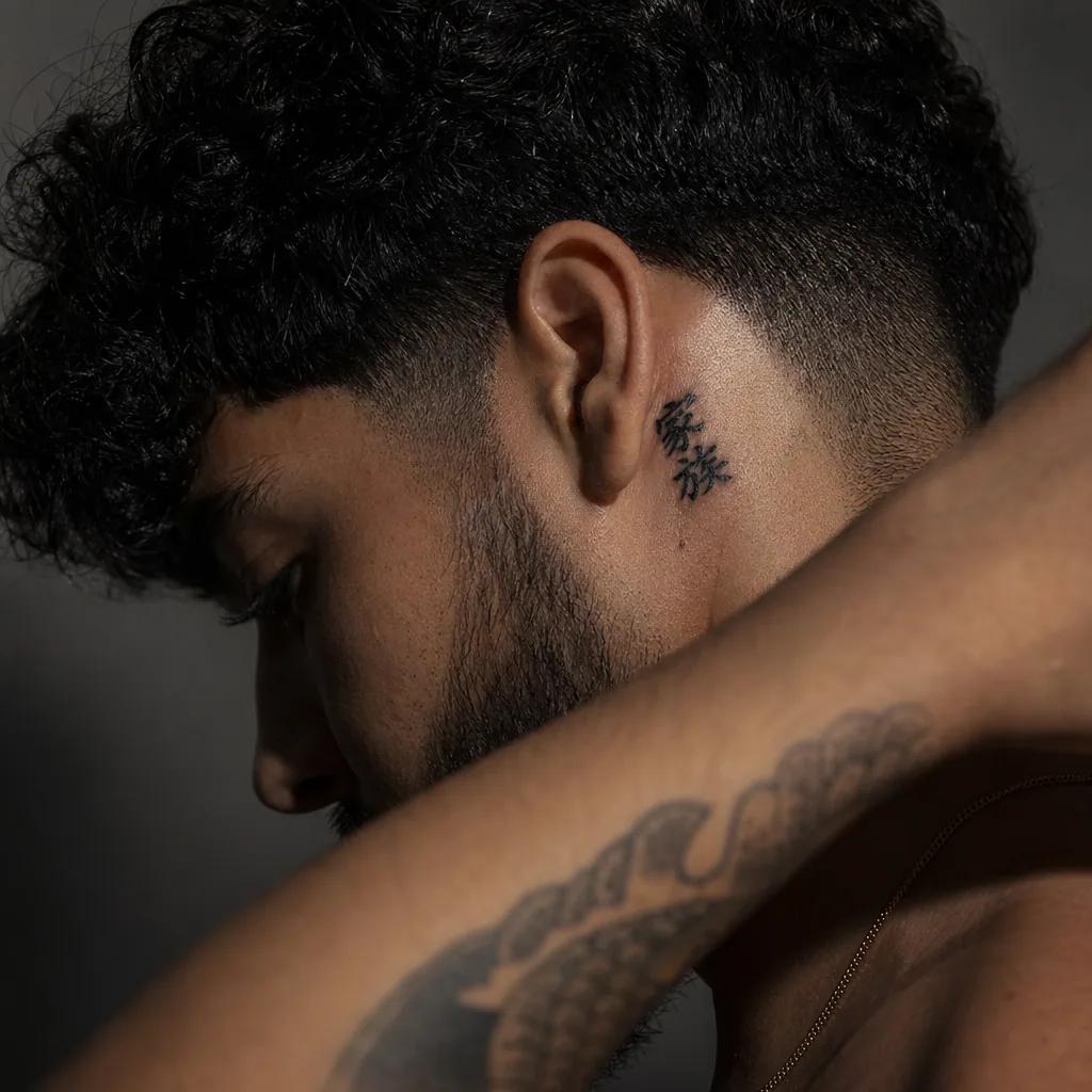 family initials tattoo realistic 3d initials, realistic photo on skin