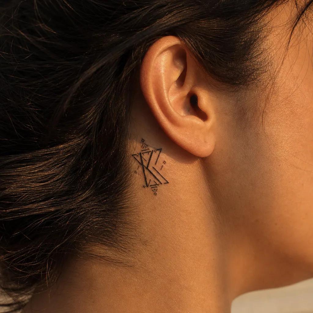 family initials tattoo initials and lion, realistic photo on skin