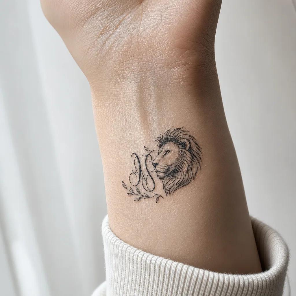 family initials tattoo tribal initials, realistic photo on skin