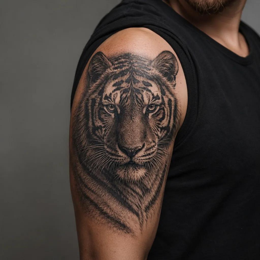 idée tatouage homme tigre réaliste
