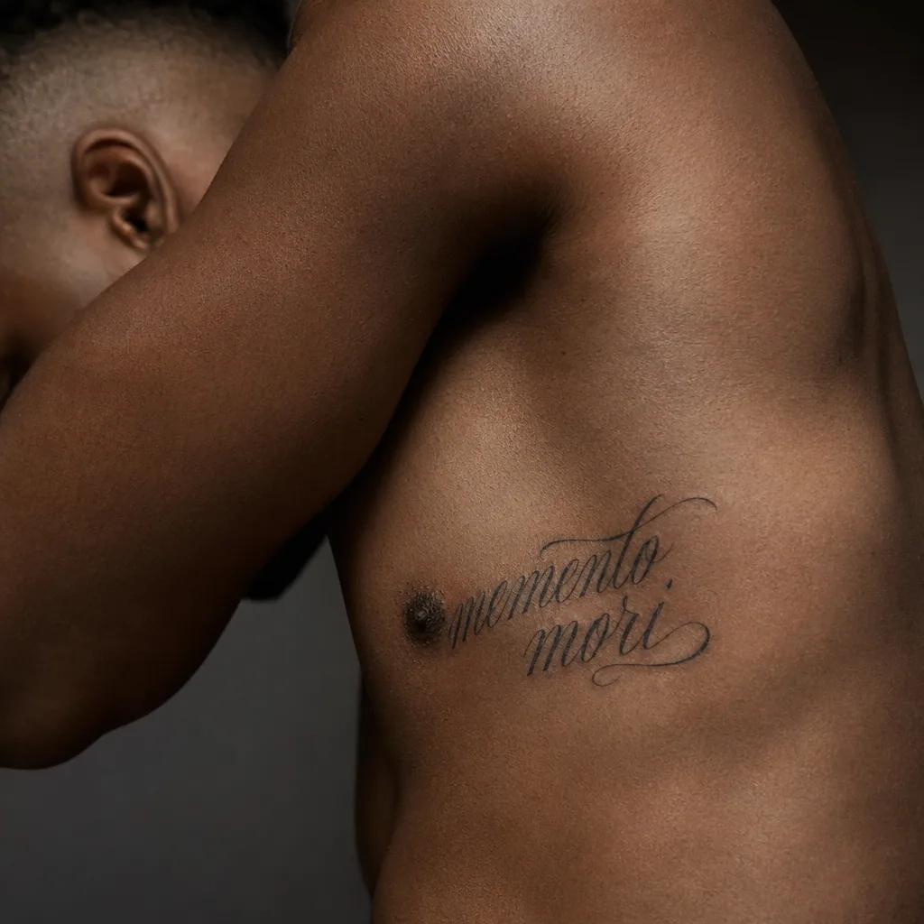 idée tatouage homme lettrage memento mori