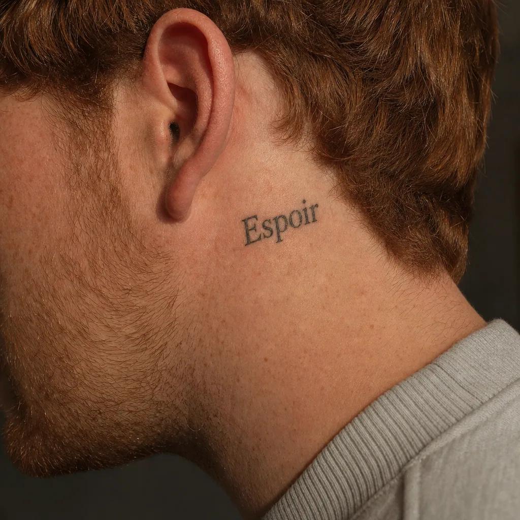 lettering tattoo realistic quill-effect lettering, realistic photo on skin