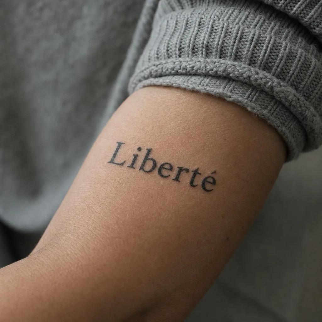lettering tattoo realistic quill-effect lettering, realistic photo on skin