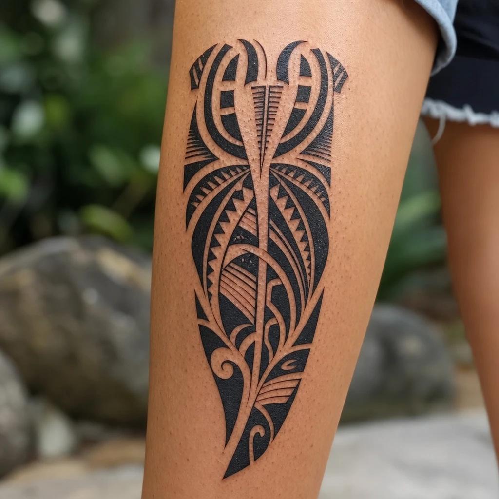 maori tattoo clean geometric maori, realistic photo on skin