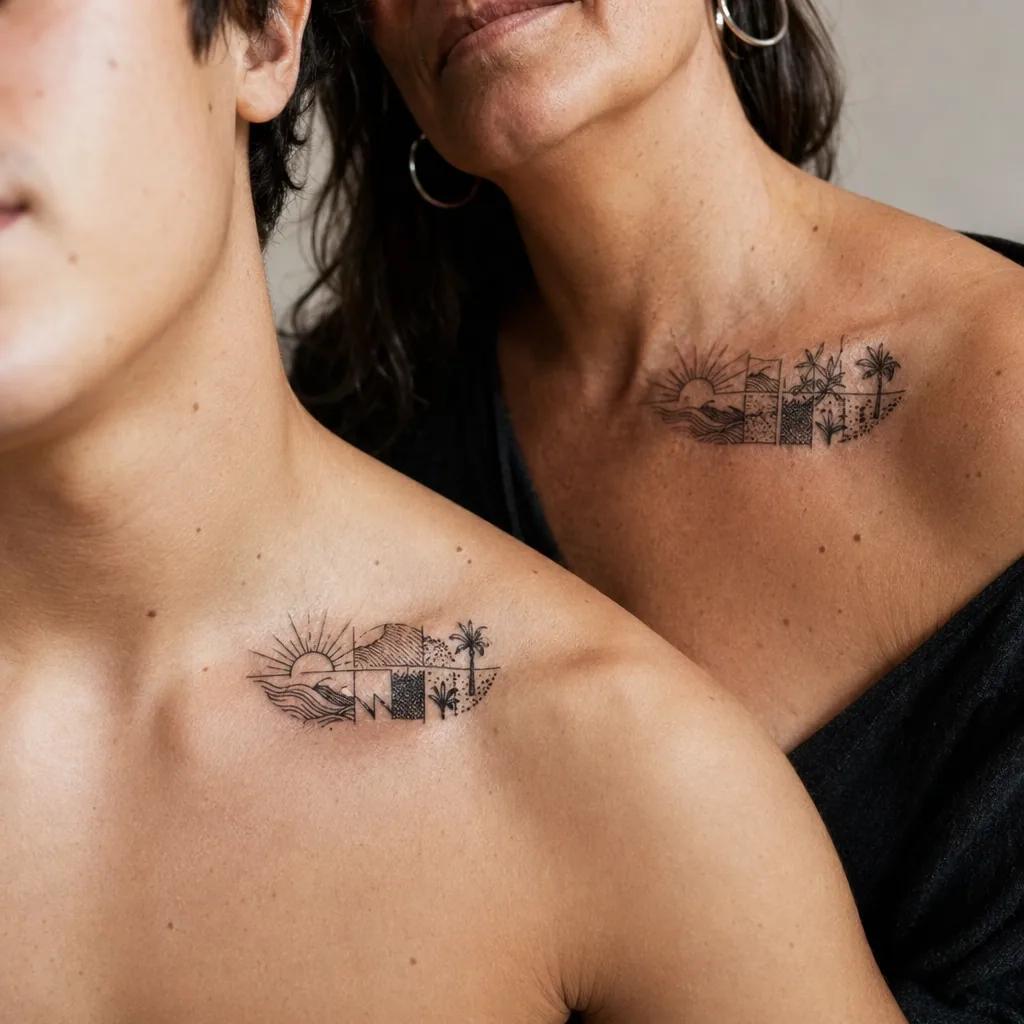 idée tatouage mère et fils patchwork famille flash