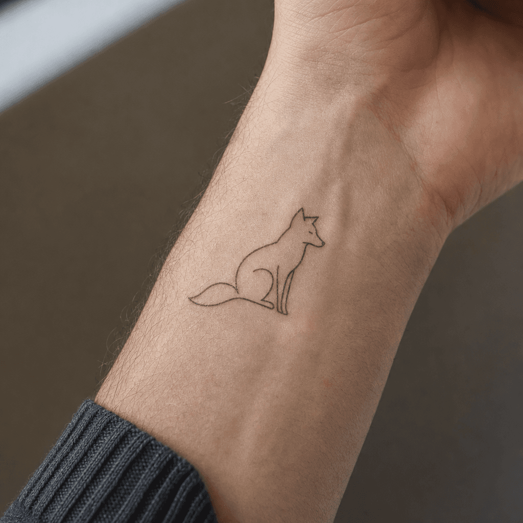 minimalist tattoo minimalist single-line animal, realistic photo on skin