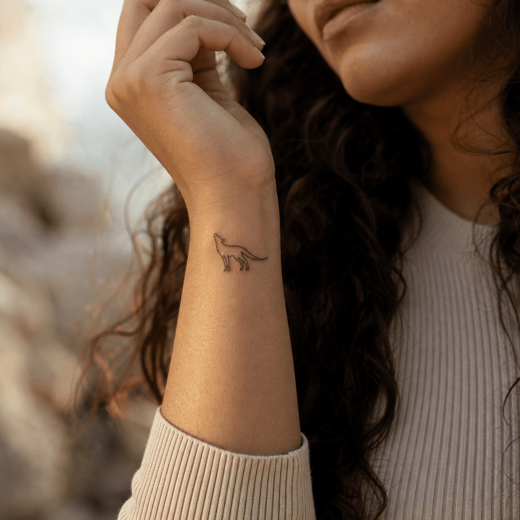 minimalist tattoo minimalist single-line animal, realistic photo on skin