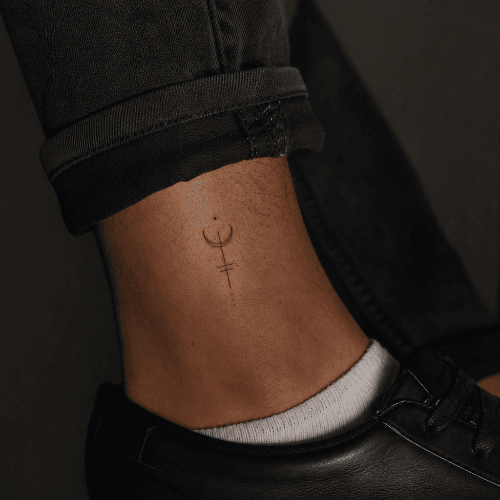 minimalist tattoo clean minimalist geometric, realistic photo on skin