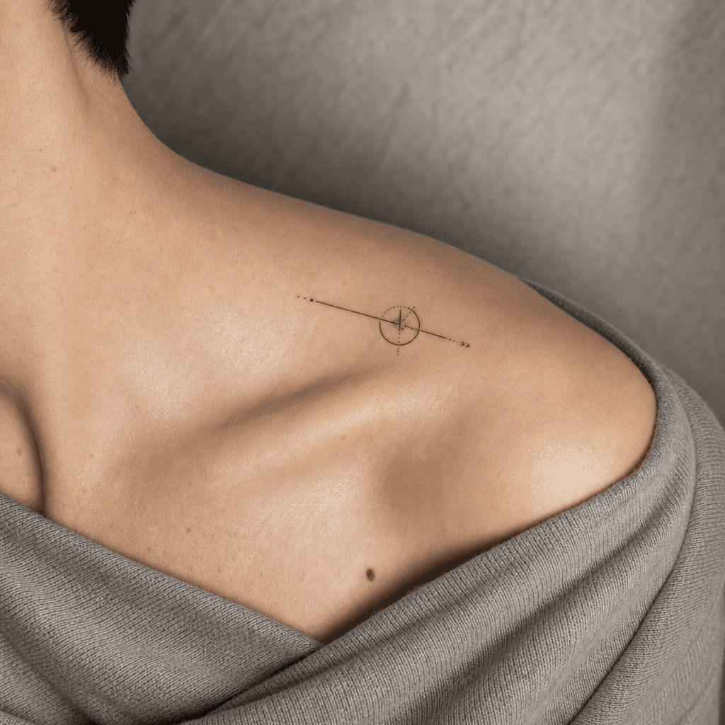 minimalist tattoo clean minimalist geometric, realistic photo on skin