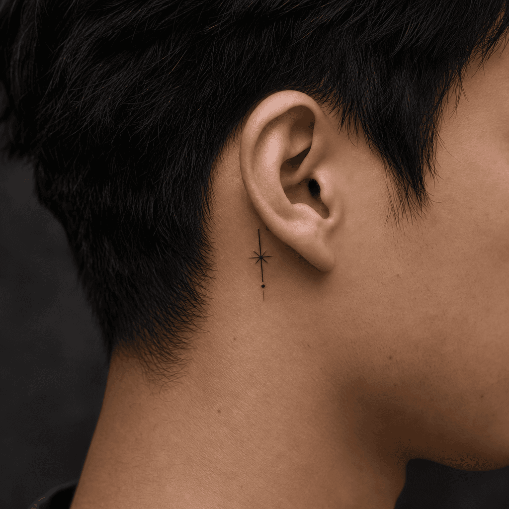 minimalist tattoo minimalist celestial body, realistic photo on skin