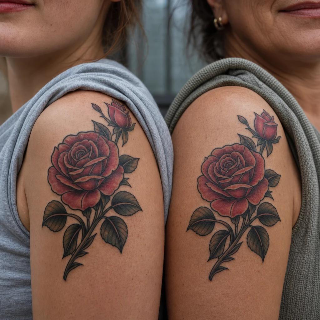mother and daughter-tattoo neo-traditional roses
