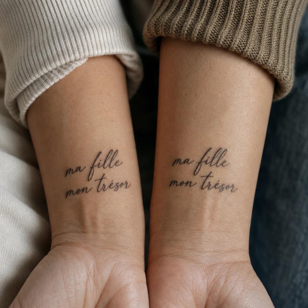 mother and daughter-tattoo my daughter my treasure lettering