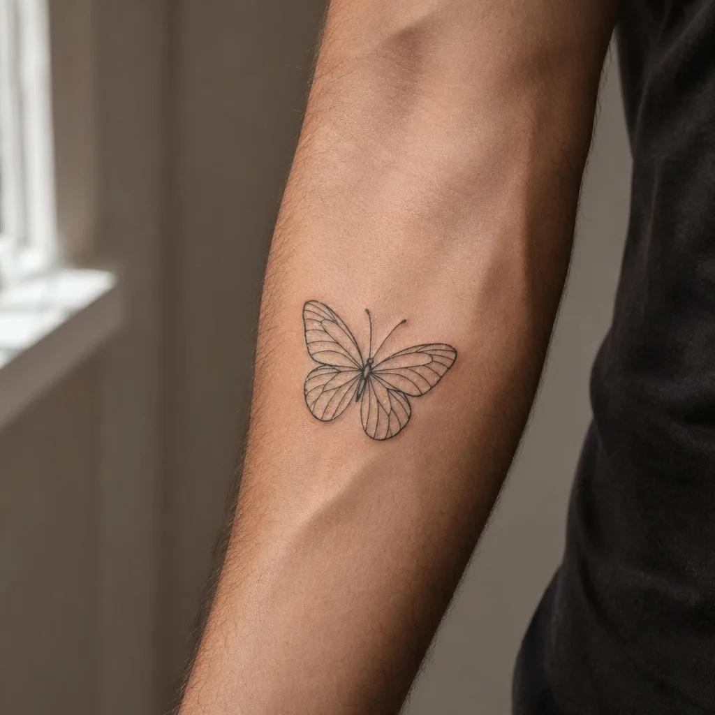 Papillon fine-line à l'avant-bras