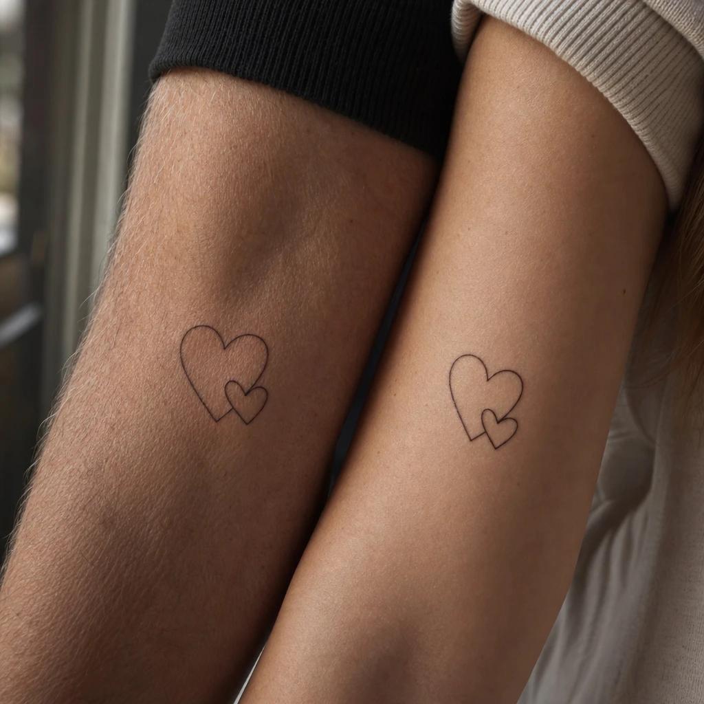 idée tatouage père et fille coeurs père-fille minimalistes