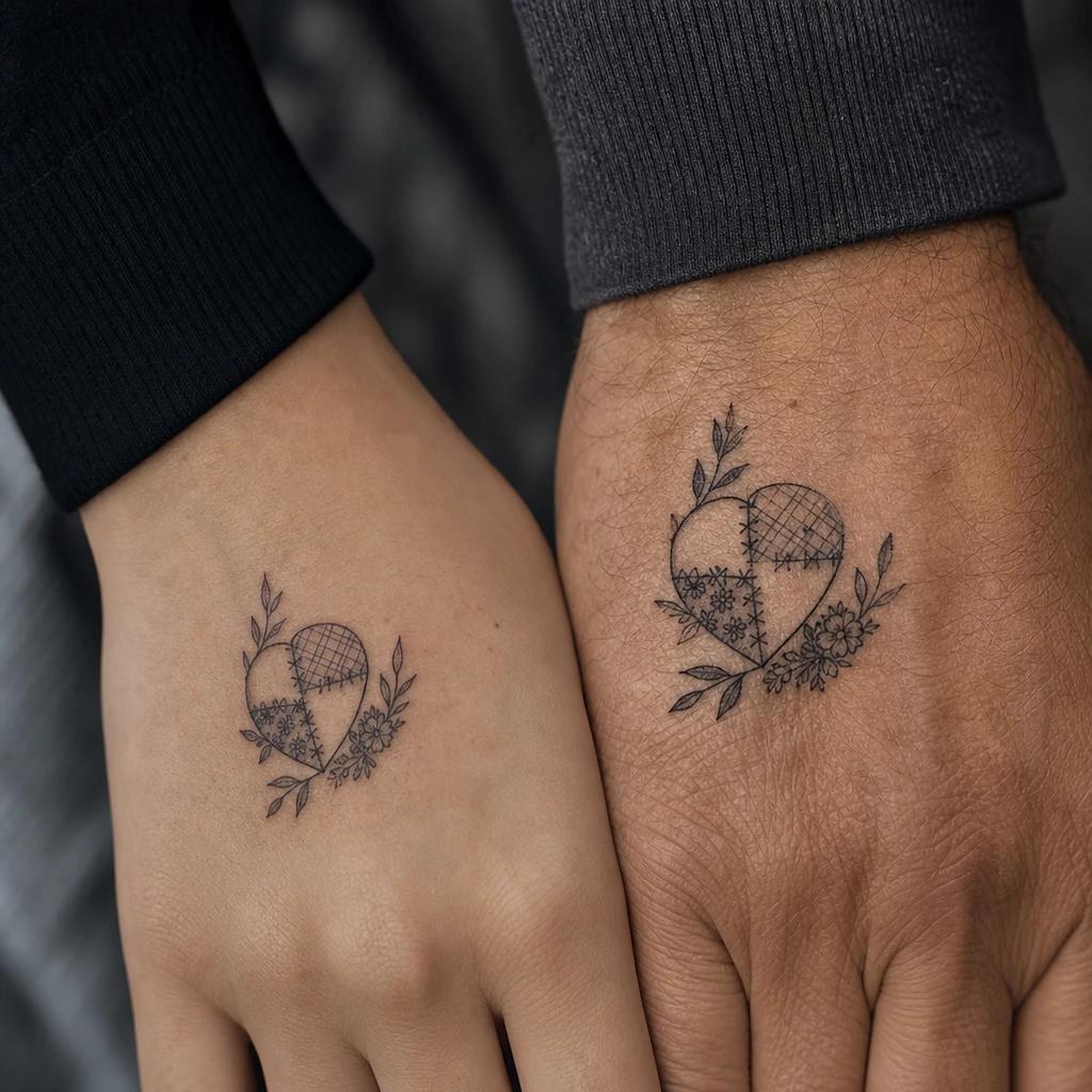 idée tatouage père et fille patchwork famille flash