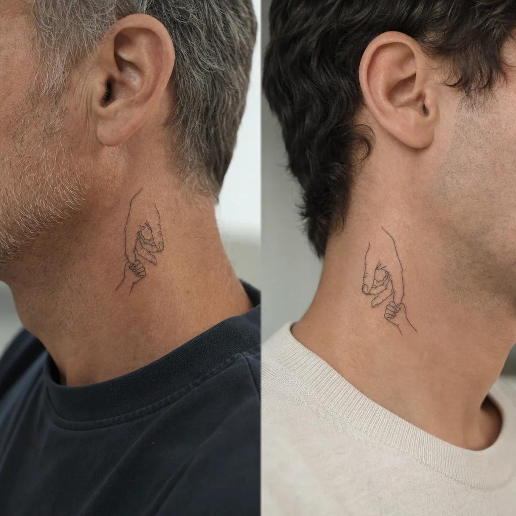 idée tatouage père et fils mains père-fils fine line