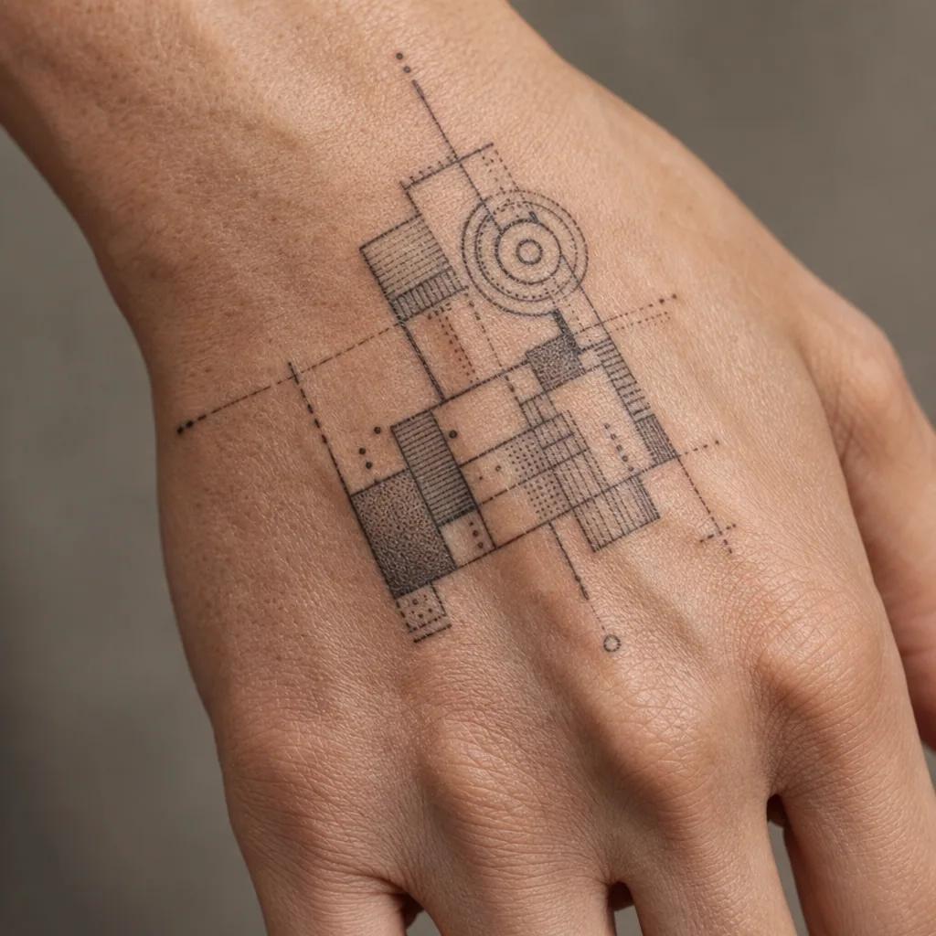 placement tattoo placement patchwork, realistic photo on skin