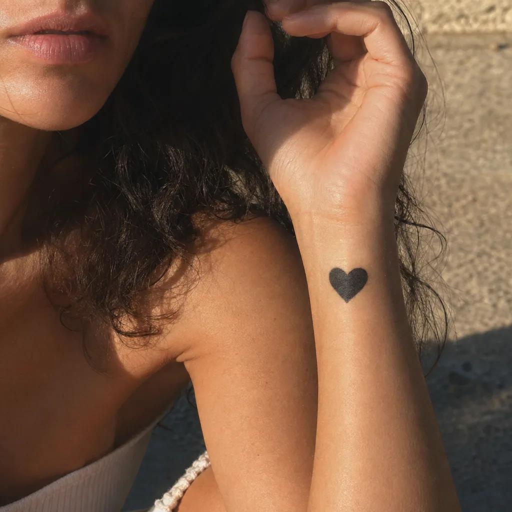 idée tatouage poignet cœur blackwork
