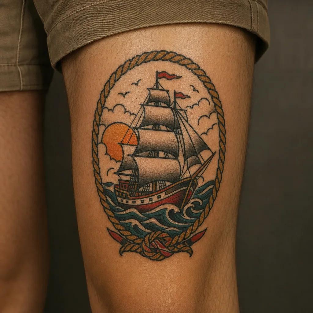 idée tatouage voyage bateau old school