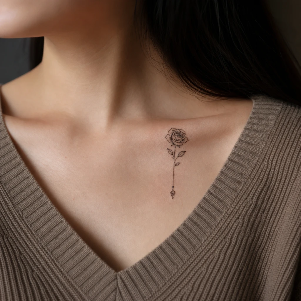 Rose fine line pendante